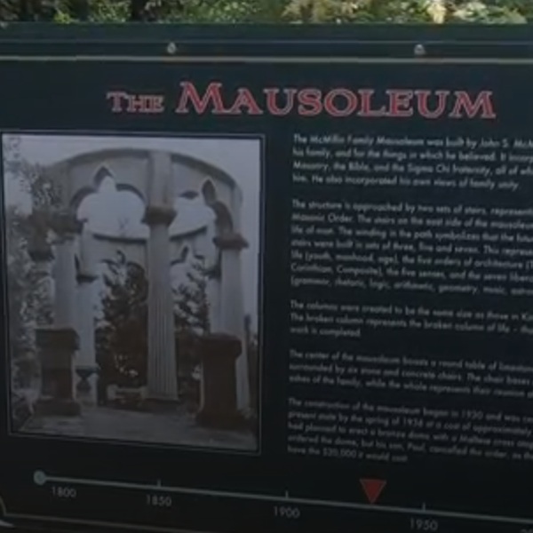 Built in 1936 by limestone magnate John S. McMillin, it serves as the final resting place for him, his wife Anna, his four children, and a longtime family secretary. 