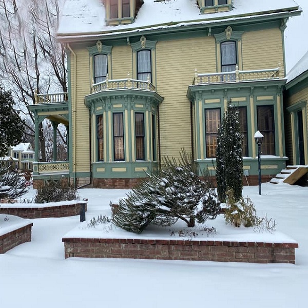 Winter snow paints a cozy picture of days gone by at the W.H.H. Clayton House. 