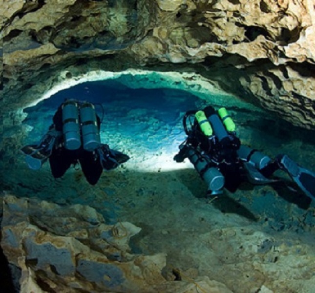  An underwater cave system in Marianna offers dramatic diving experiences.