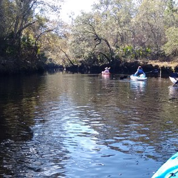 Kayaking on the river just above the falls. 