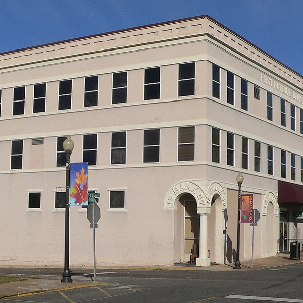 The First National Bank in Leesville is one of its many structures on the National Registry of Historic Places. 