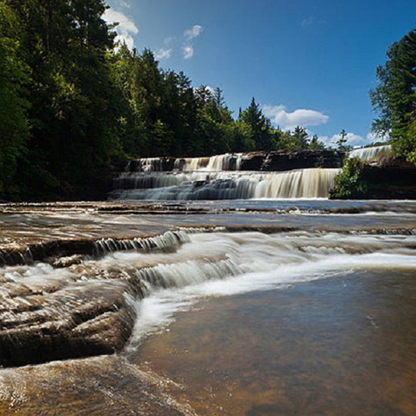 The Lower Falls are located four miles down river from the upper falls. 