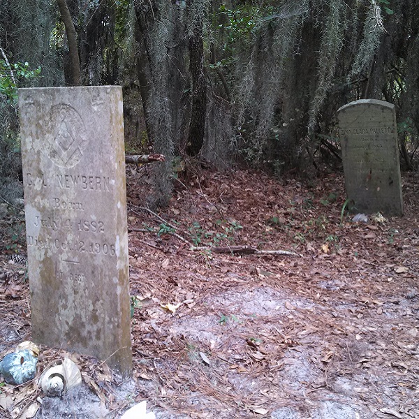 The only thing that remains of the Wash Wood community is its cemetery headstones.