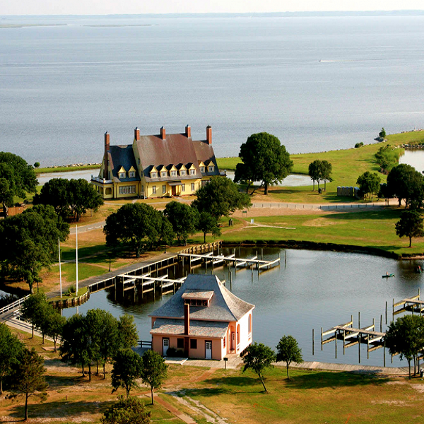 A view of the historic Whalehead from the Currituck Beach Lighthouse.
