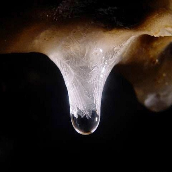 The glacially-eroded cave contains dozens of crystal formations. 