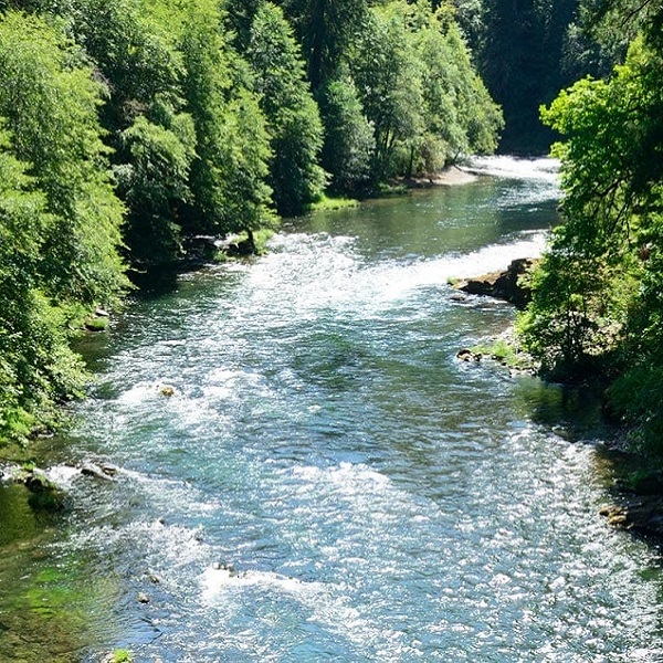 The second largest river in Oregon, the Umpqua River flows just north of Coos Bay.