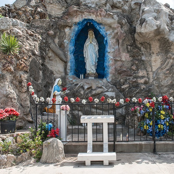 A reproduction of Our Lady of Lourdes Grotto. 