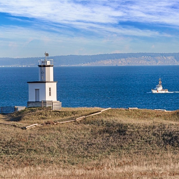 The Cattle Point Lighthouse is located on the opposite side of San Juan Island from Lime Kiln Lighthouse.
