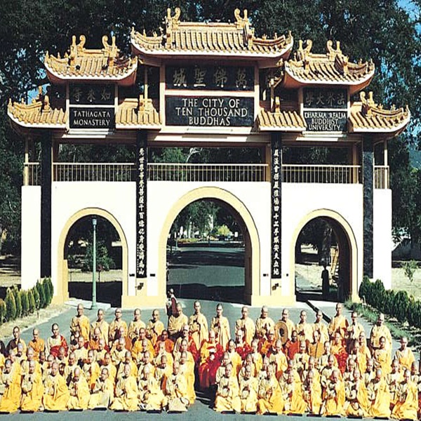 The City of Ten Thousand Buddhas, with its arched entrance, is one of the largest Buddhist communities in the Western Hemisphere, covering over 700 acres. 