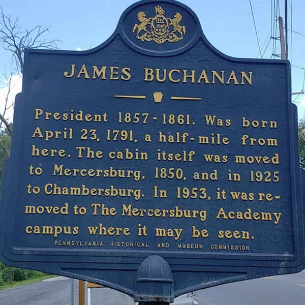 The site features plaques that provide historical information about Buchanan's life and presidency. 